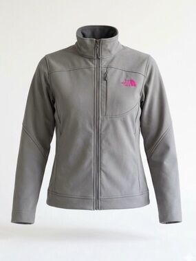 The North Face Women's Gray Softshell Jacket with Pink Logo
